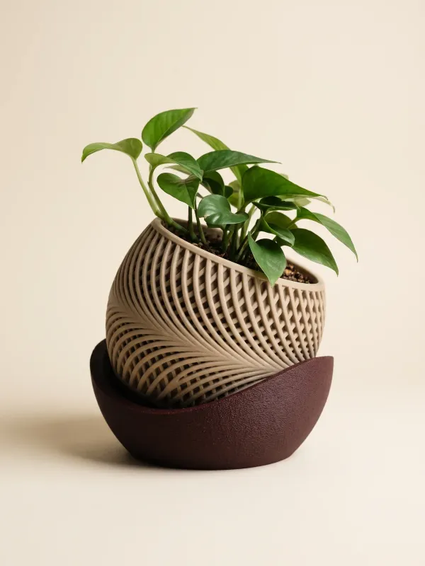 Drift Spiral Desenli Saksı – Beşik Tabaklı