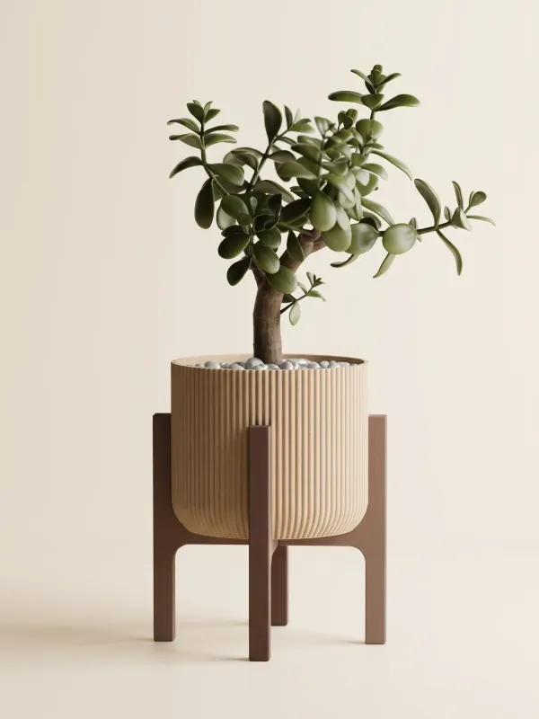Elevare Ayaklı Saksı – Mid-Century Kaburgalı Saksı