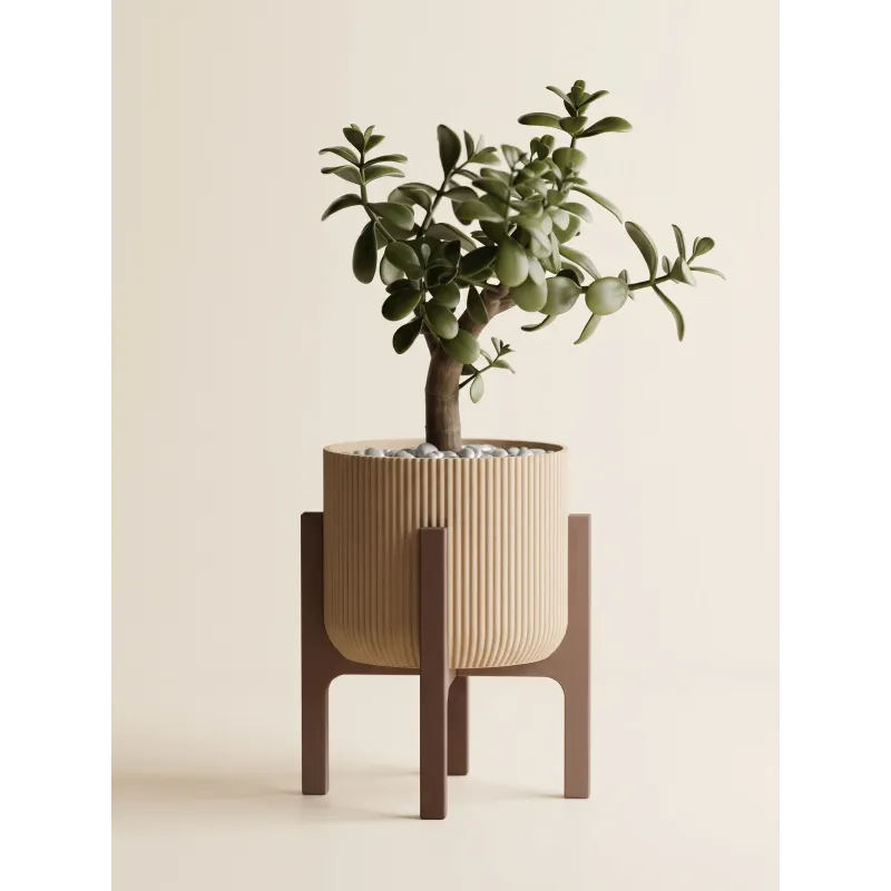 Elevare Ayaklı Saksı – Mid-Century Kaburgalı Saksı