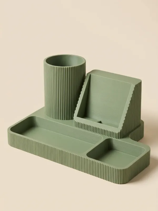 Desk Organizer with Phone Stand – Ribbed